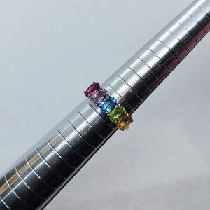 4.4cttw Multi-Gemstone 5 Stone Ring In Sterling Silver